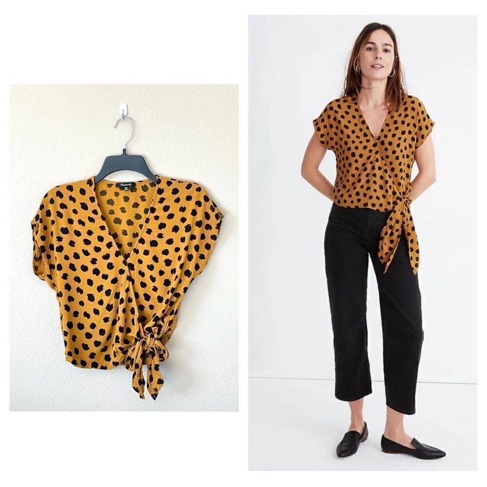 Madewell Sash-Tie Wrap Top in Painted Spots